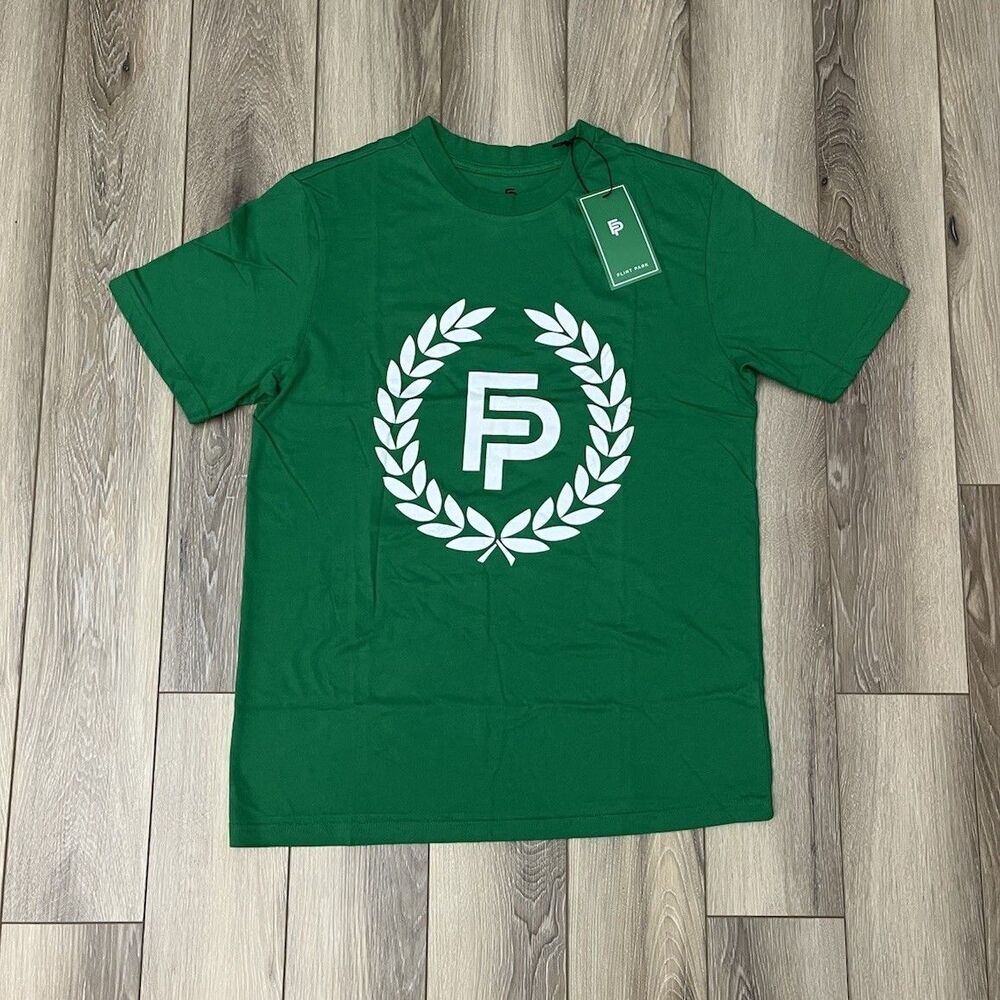 Flint Park Original Logo Tee Shirt Green Mens Size Small NEW Organic Cotton